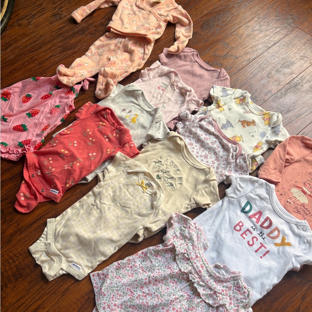 Baby girl onesies bundle size 0-3 14 pieces